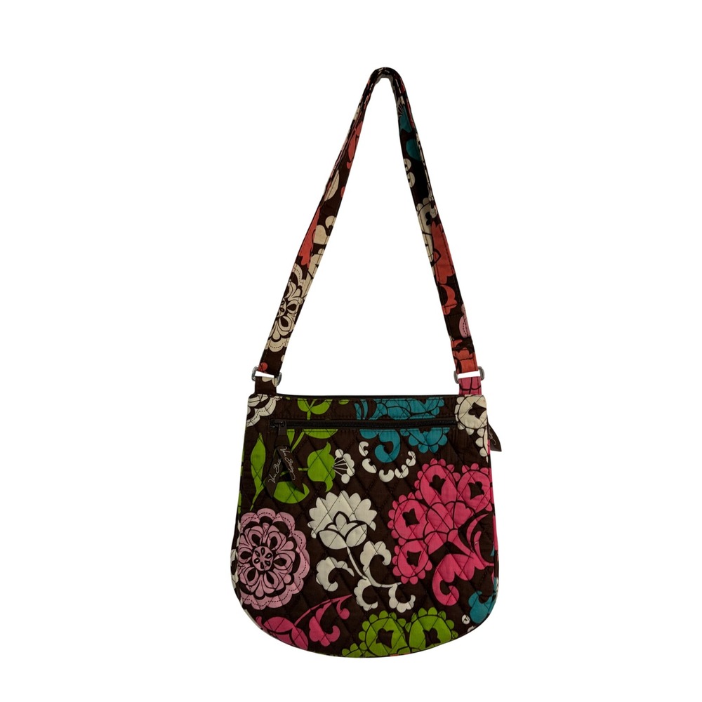 Vera Bradley Hipster Crossbody Tea Garden Floral Brown Pink Quilted Bag OS